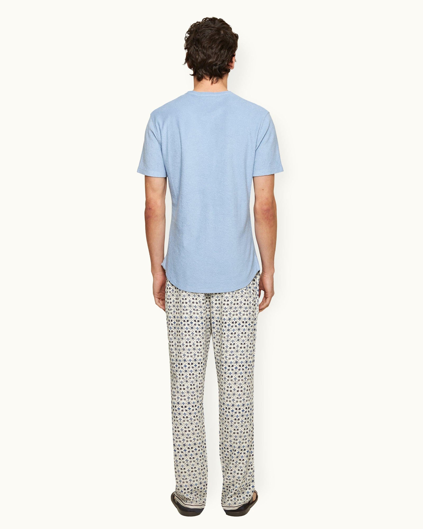 Fiore Print Relaxed Fit Lounge Trousers In Cashew Colour | Cashew