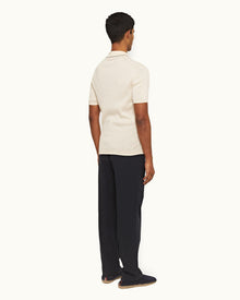 Night Iris Easy Fit Single Pleat Laundered Cotton Trousers | Night Iris