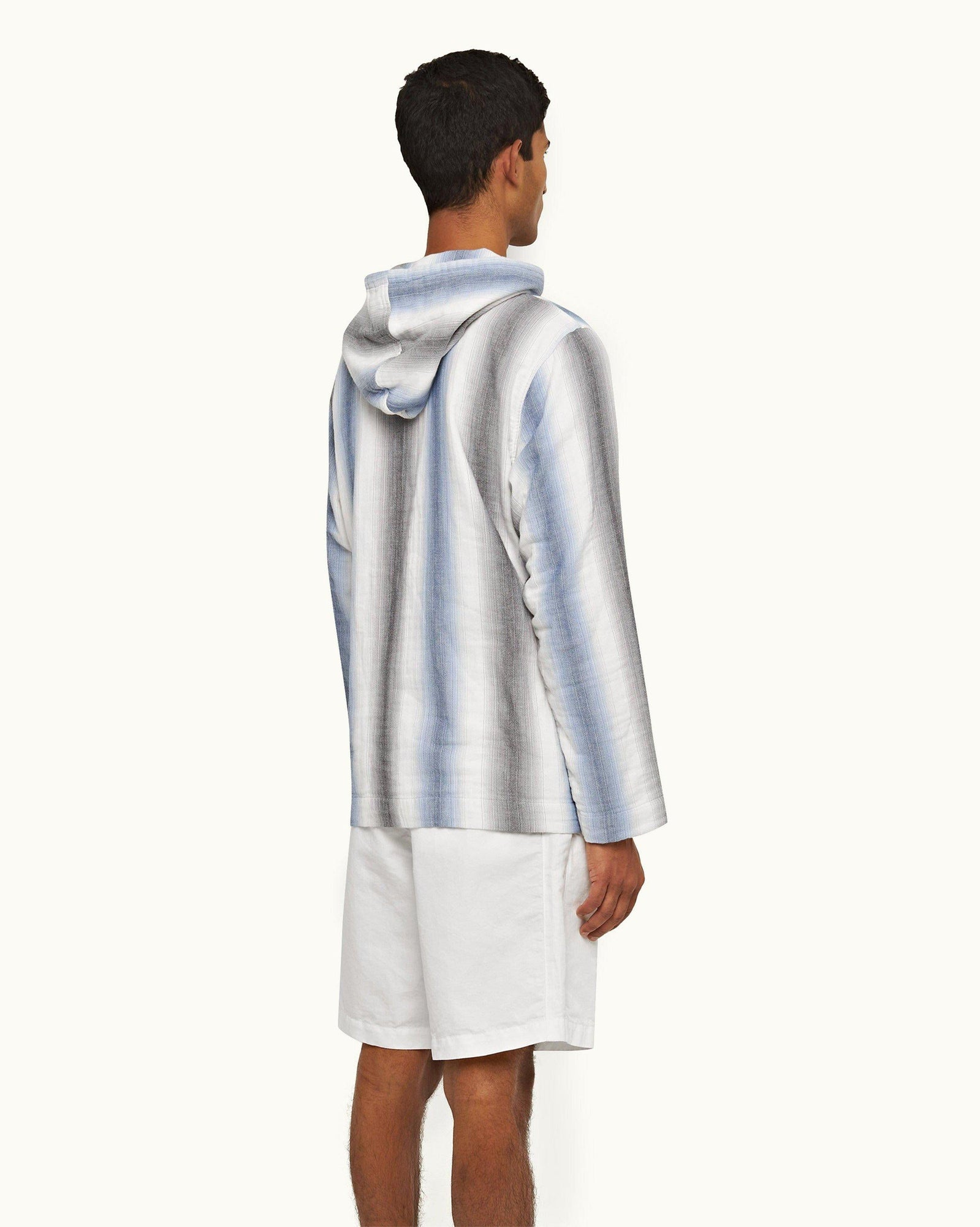 Matchstick/Blue Depths Oasis Stripe Relaxed Fit Hooded Sweatshirt | Matchstick/Blue Depths