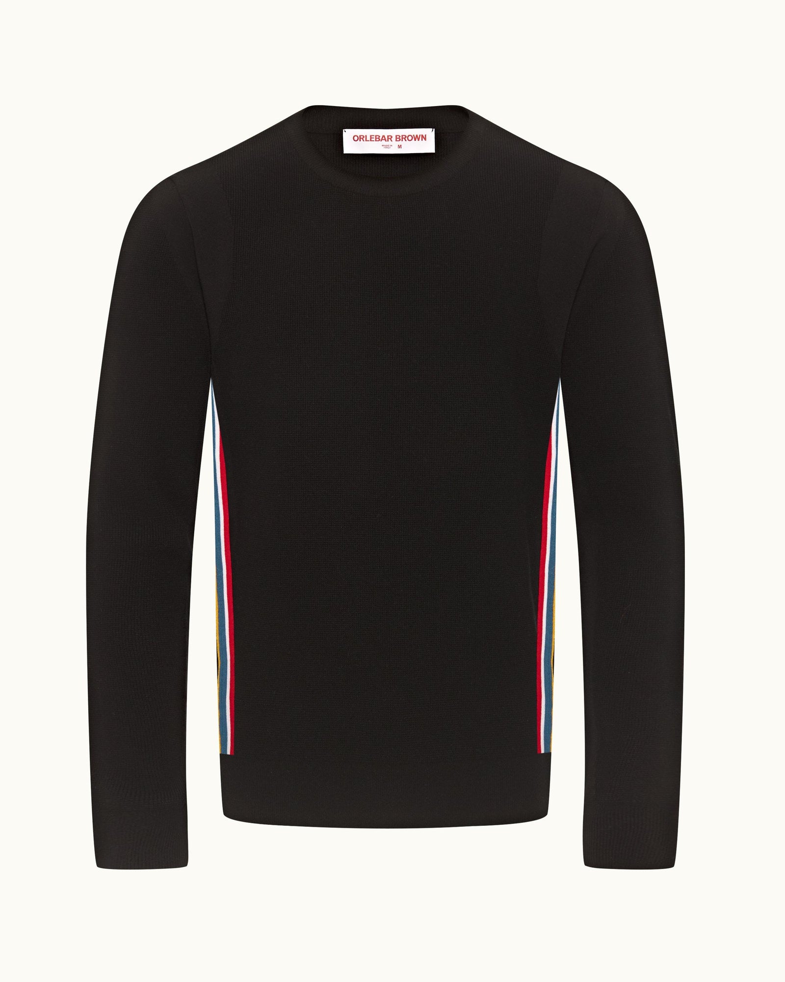 Bryce Black Tailored Fit O.B Stripe Side Seam Jumper | Black