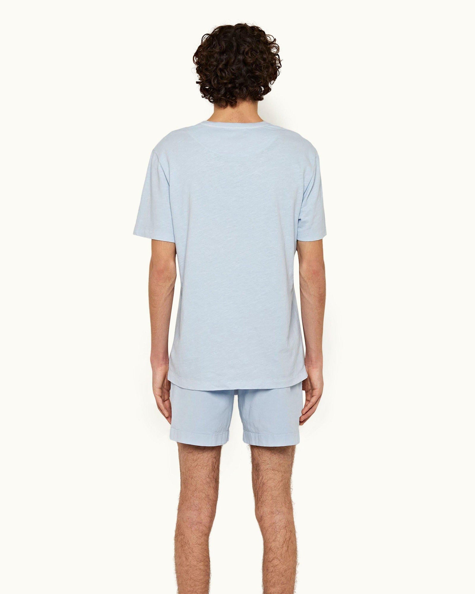 Ice Blue Mid-Length Cotton Twill Shorts | Ice Blue