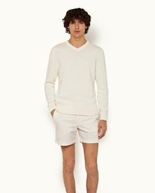 Bulldog Cotton Twill White Sand Mid-Length Cotton Twill Shorts | White Sand