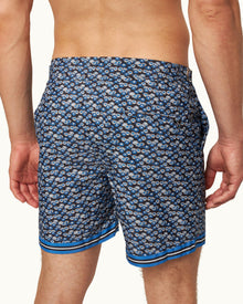 Bulldog Night Iris/Powdered Sky Floral Fantasy Mid-Length Swim Shorts | Night Iris/Powdered Sky