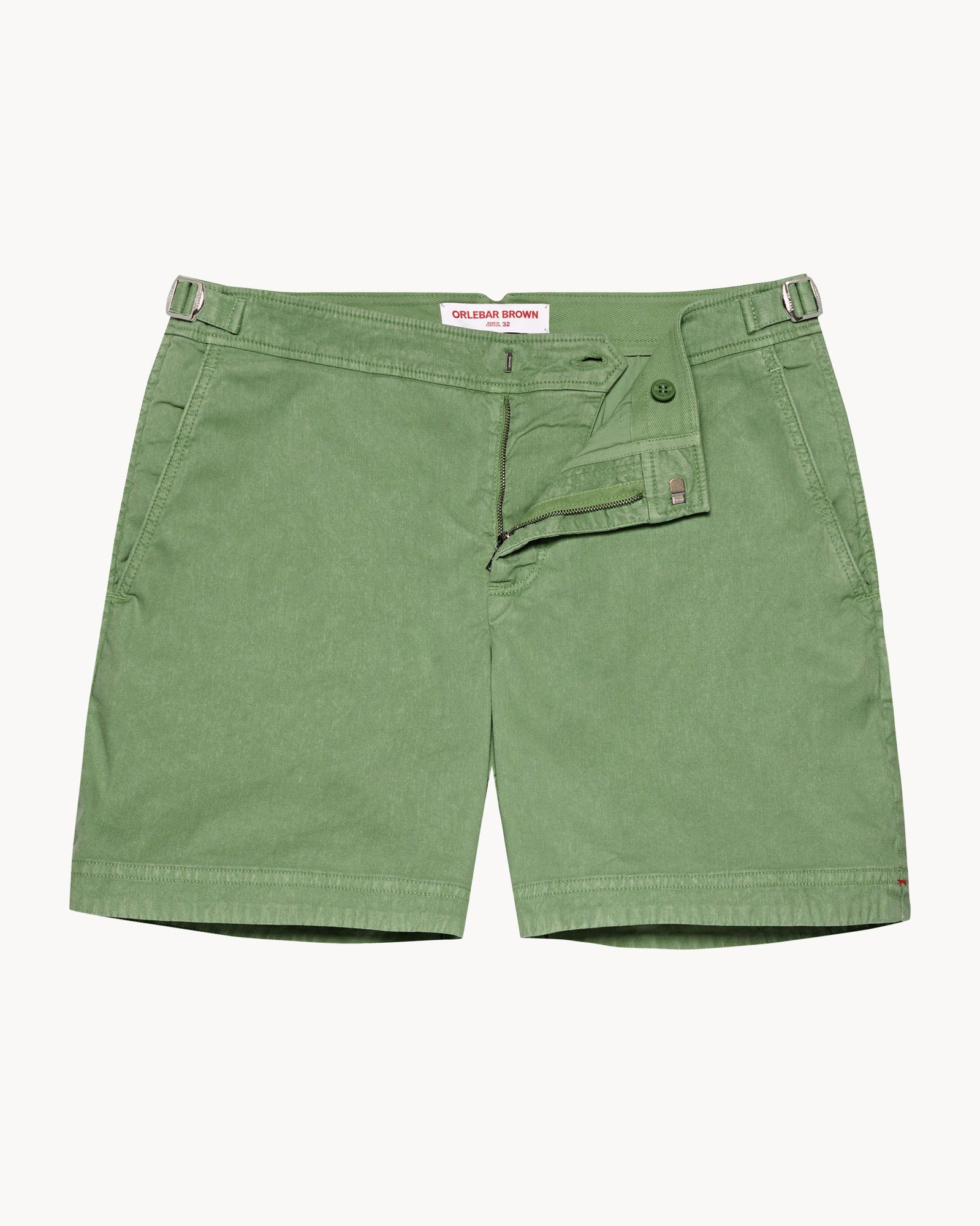 Bulldog Garment Dye Mid-Length Garment Dye Shorts Woven In Italy in Fresh Lawn colour | Fresh Lawn
