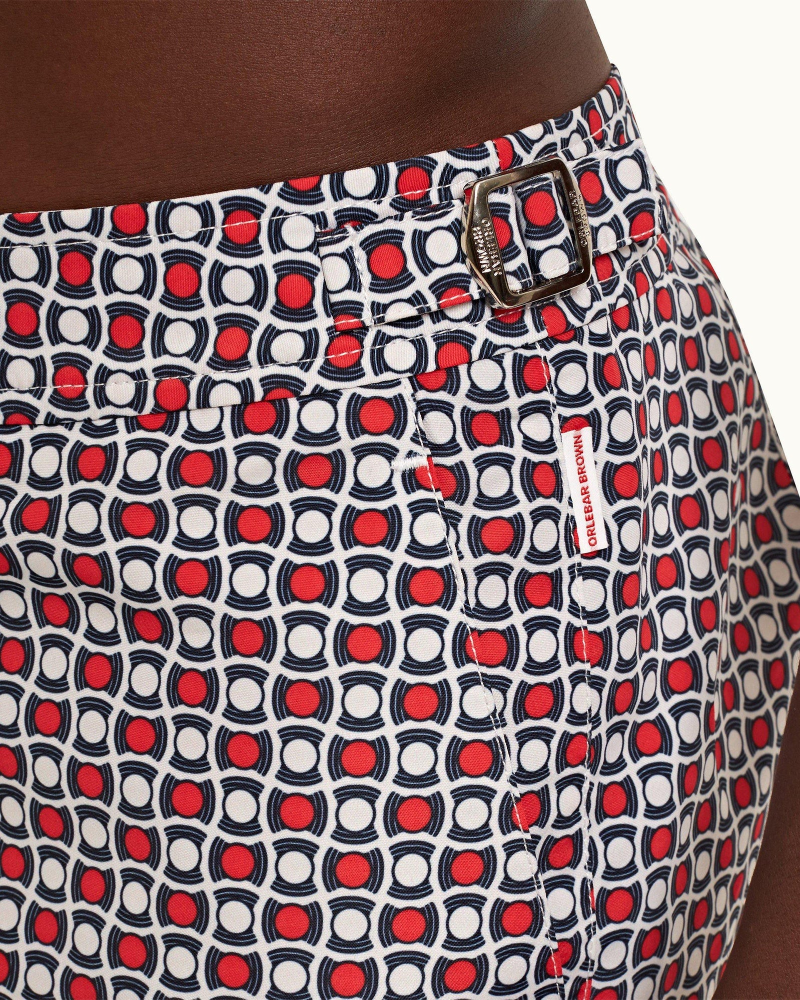 Vermillion Geo Tela Mid-Length Swim Shorts | Vermillion