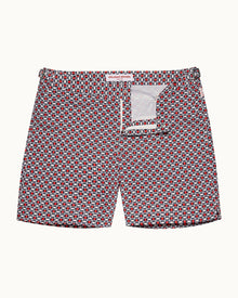 Vermillion Geo Tela Mid-Length Swim Shorts | Vermillion