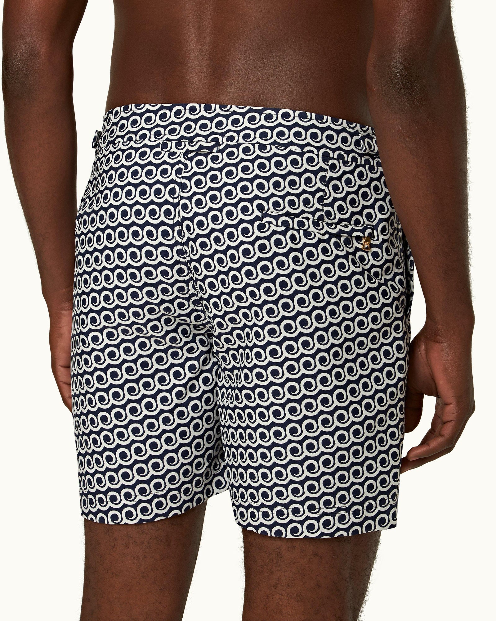 Bulldog Midnight Navy Lacuna Jacquard Mid-Length Swim Shorts | Midnight Navy