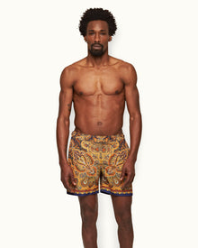 Lagoon Blue Mystique Paisley Mid-Length Swim Shorts | Lagoon Blue