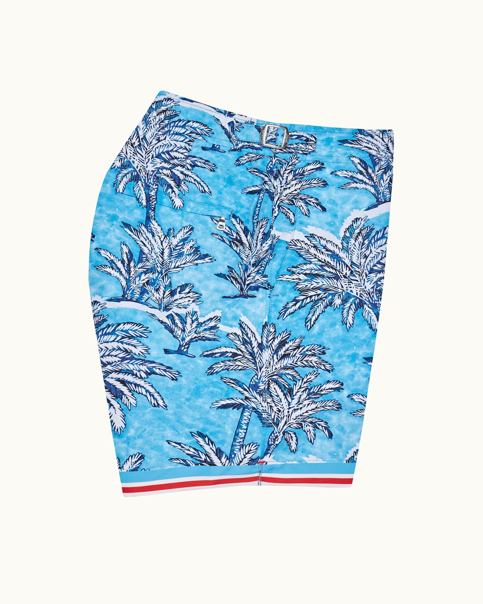 Bulldog Bright Wish Blue Palm Border Mid-Length Swim Shorts | Bright Wish Blue
