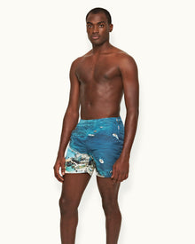 Bulldog Seaside Swimming Photographic Print Mid-Length Swim Shorts | Seaside Swimming