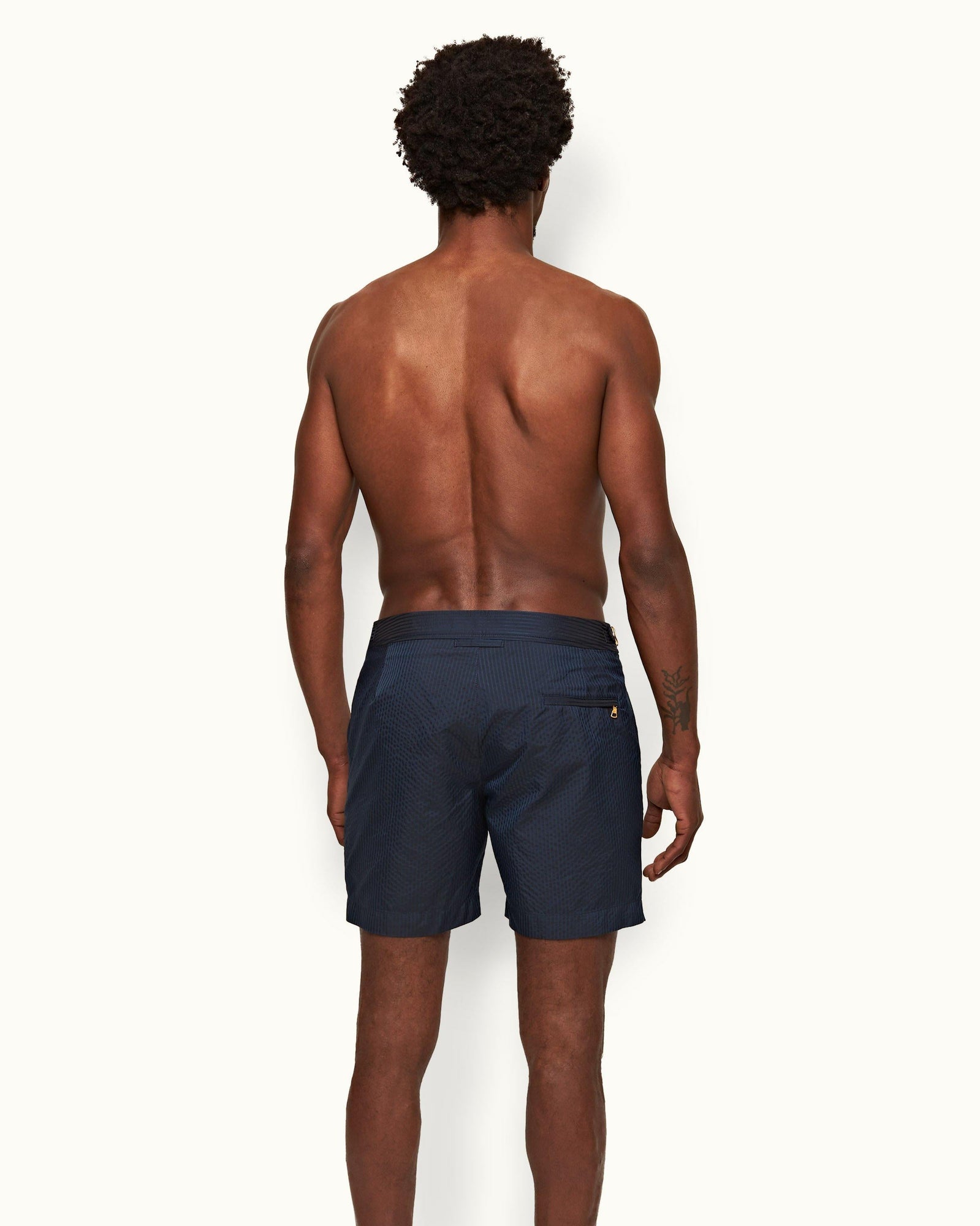 Night Iris Tonal Seersucker Mid-Length Swim Shorts | Night Iris