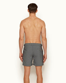 Bulldog X Black/Cloud Mid-Length Jacquard Swim Shorts | Black/Cloud