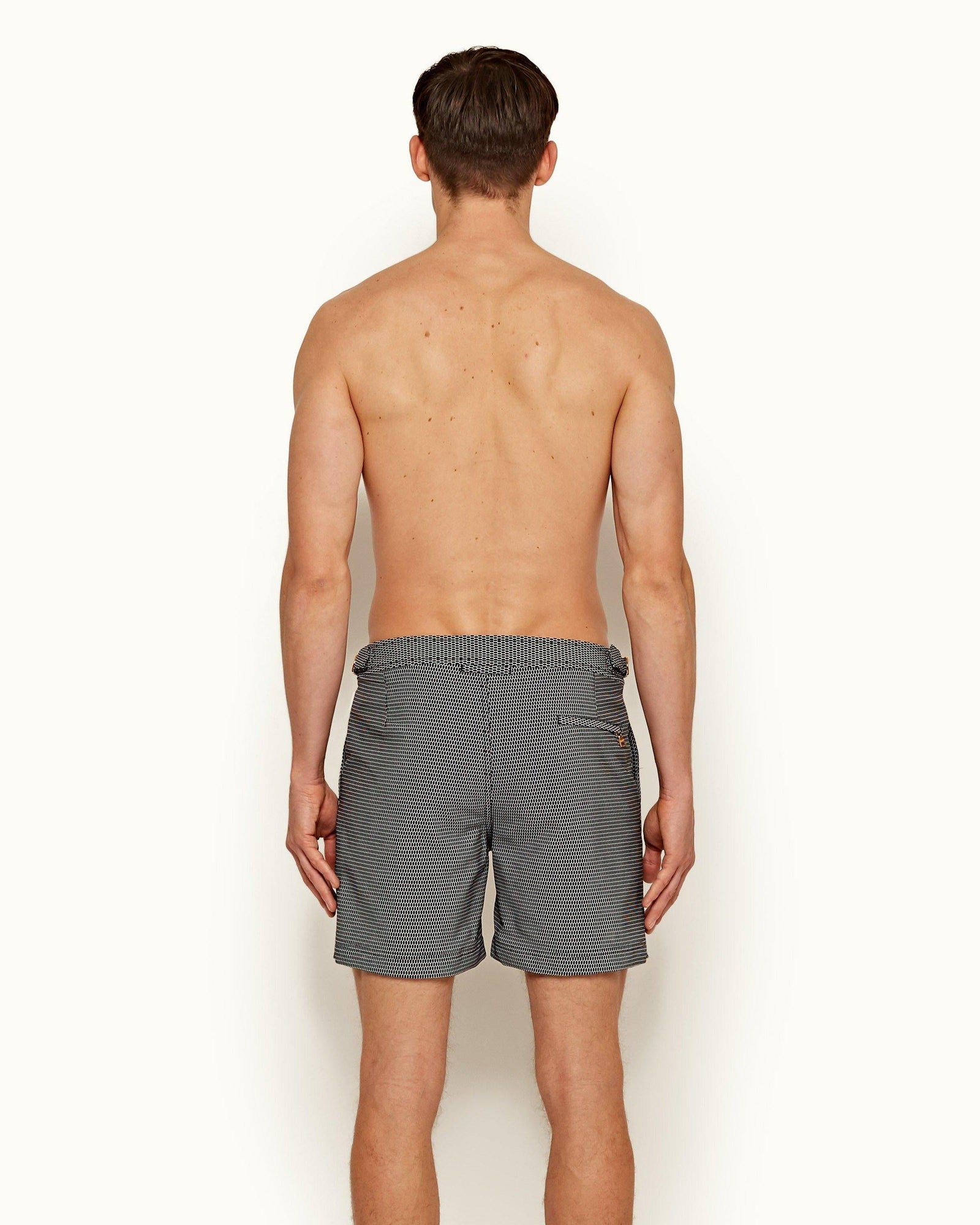 Bulldog X Black/Cloud Mid-Length Jacquard Swim Shorts | Black/Cloud