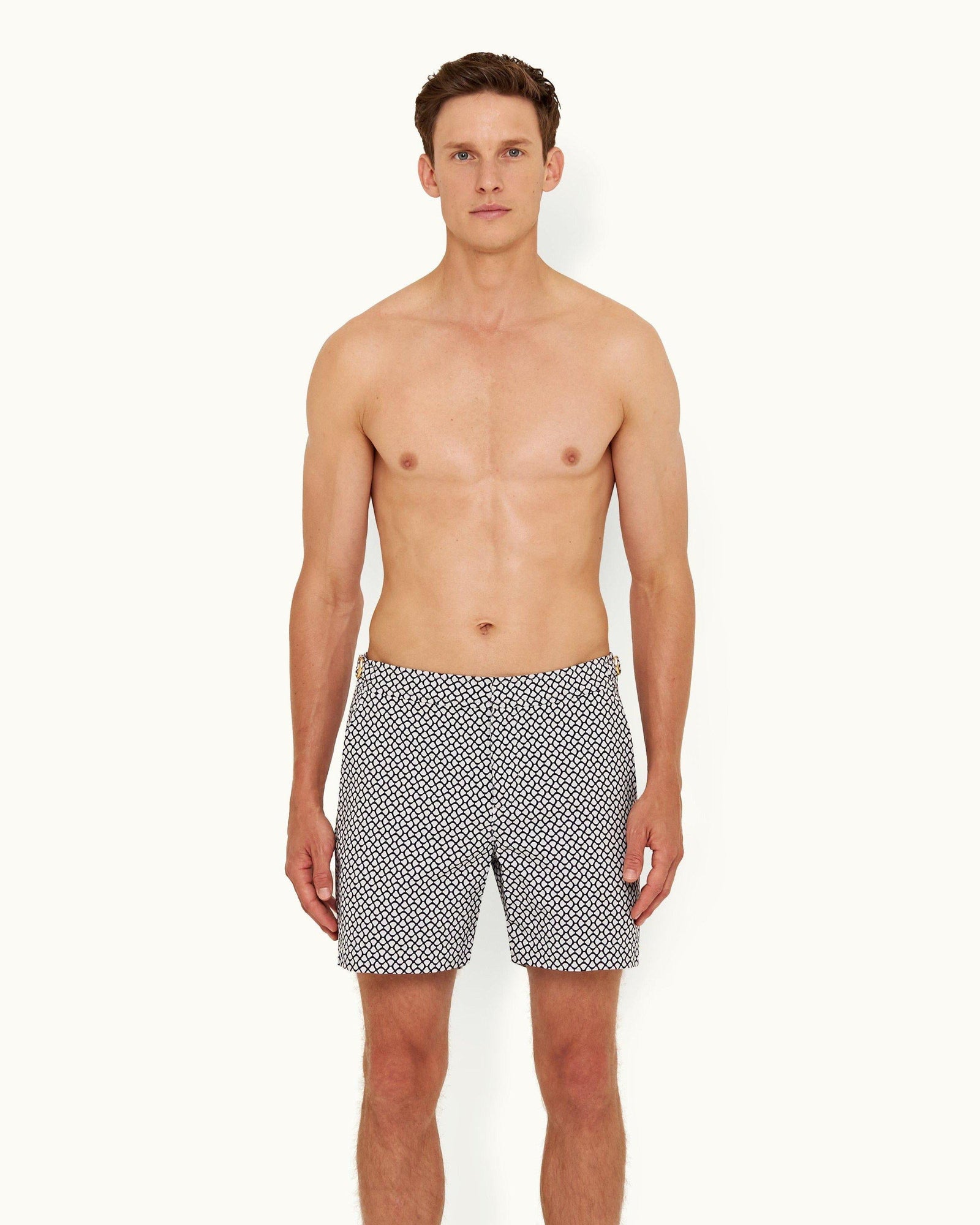 White Sand/Night Iris Jacquard Gila Mid-Length Swim Shorts | White Sand/Night Iris
