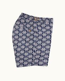 Midnight Navy Jacquard Waypoint Mid-Length Swim Shorts | Midnight Navy