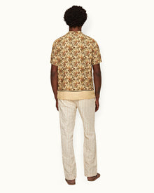 White Sand Relaxed Fit Textured Stripe Cotton Trousers | White Sand