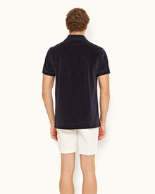 Night Iris Classic Fit Ribbed Collar Towelling Polo Shirt | Night Iris