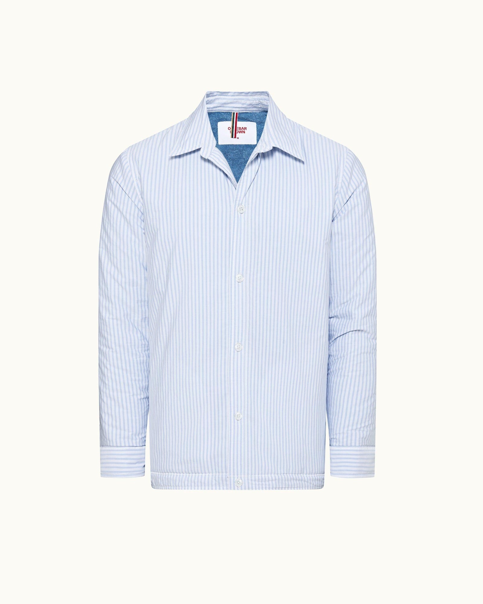 Light Island Sky/White Stripe Relaxed Fit Light Wadded Shirt Jacket | Light Island Sky/White