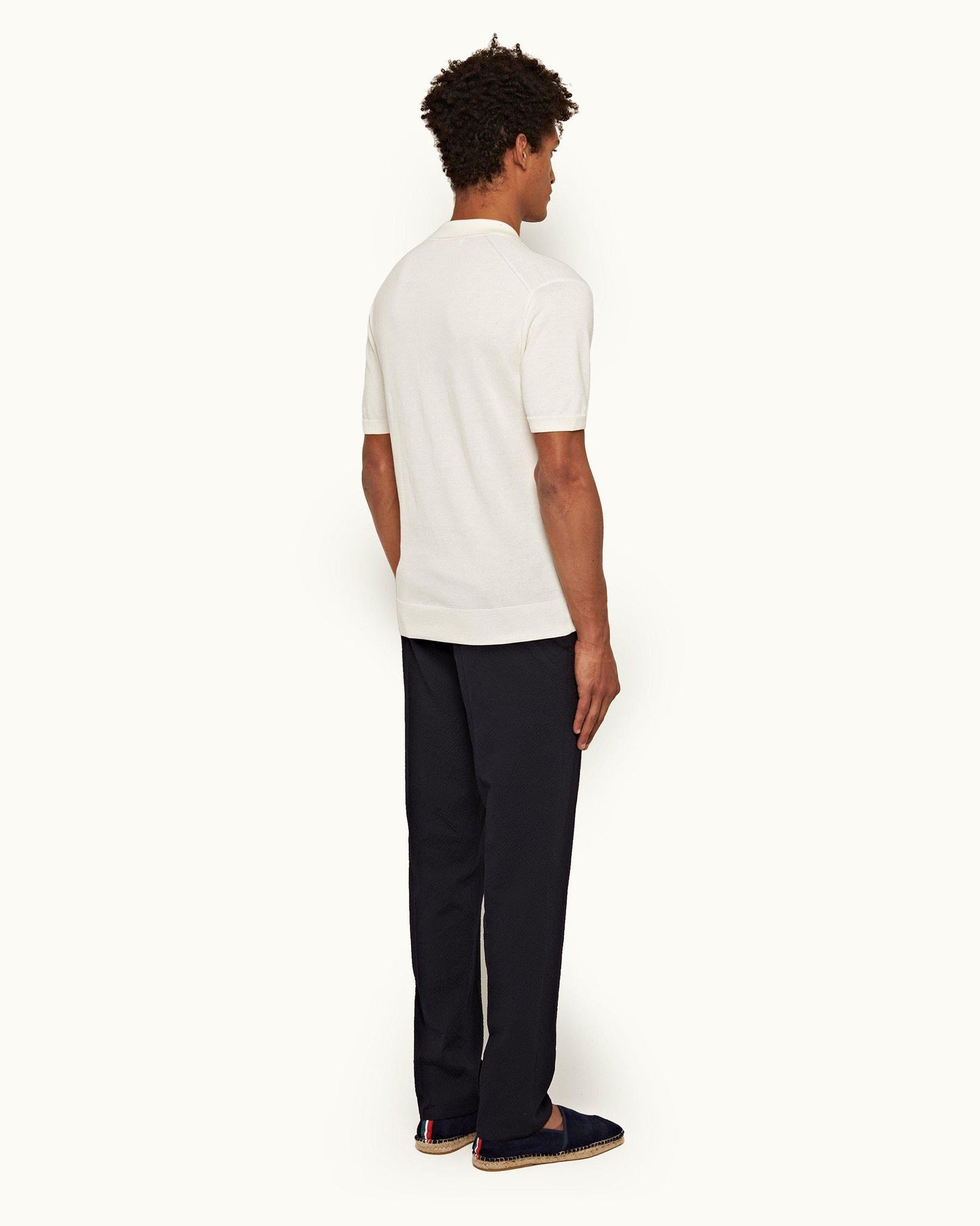Cornell Night Iris Tapered Leg Seersucker Trousers | Night Iris