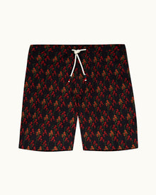 Devlin Black/Port Aquila Print Relaxed Fit Cotton Poplin Shorts | Black/Port