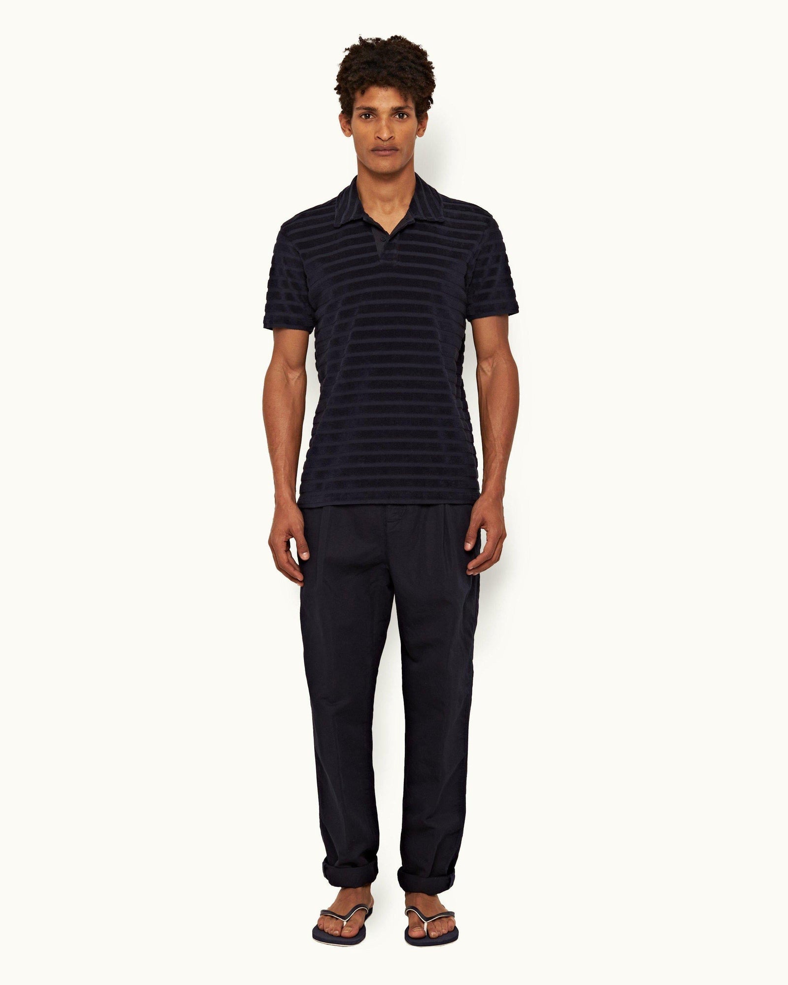 Doran Towelling Night Iris Classic Fit Towelling Polo Shirt | Night Iris