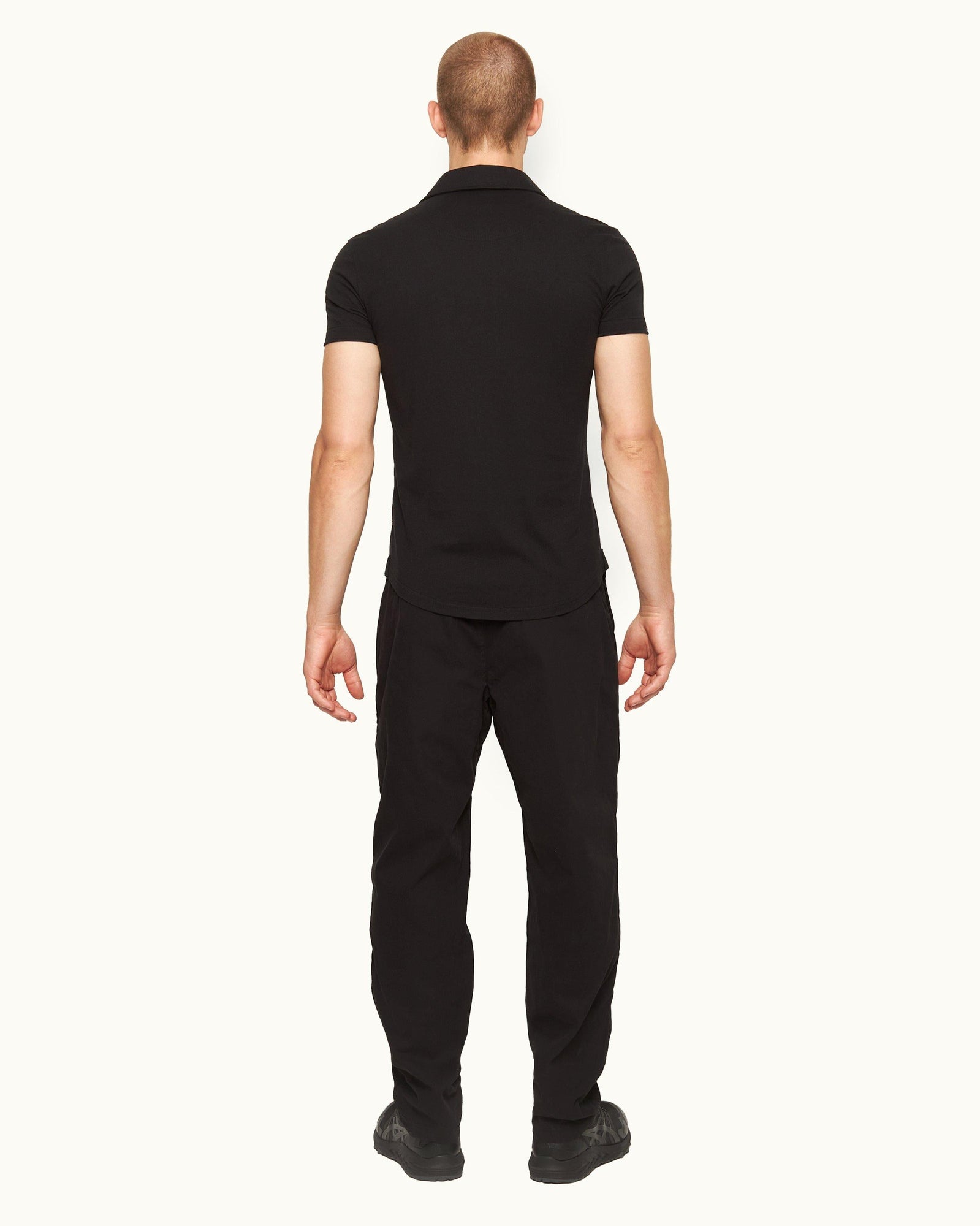 Black Tapered Fit Needle Corduroy Trousers | Black