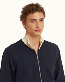 Night Iris Contrast Easy Fit Washed Organic Cotton Sweatshirt | Night Iris