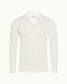 White Sand Resort Collar Long-Sleeve Polo Shirt | White Sand