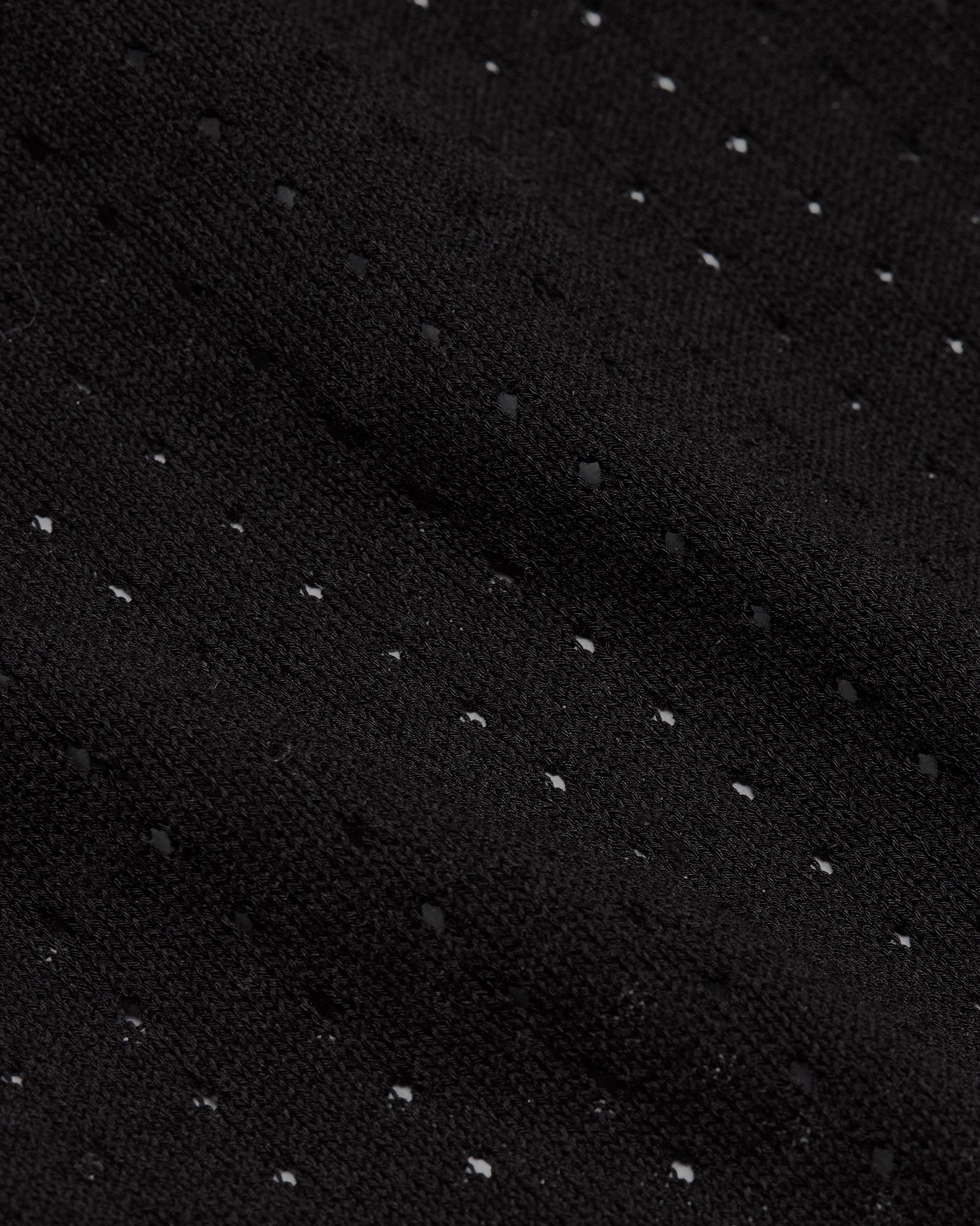 Black Pointelle Stripe Cotton-Silk T-shirt | Black