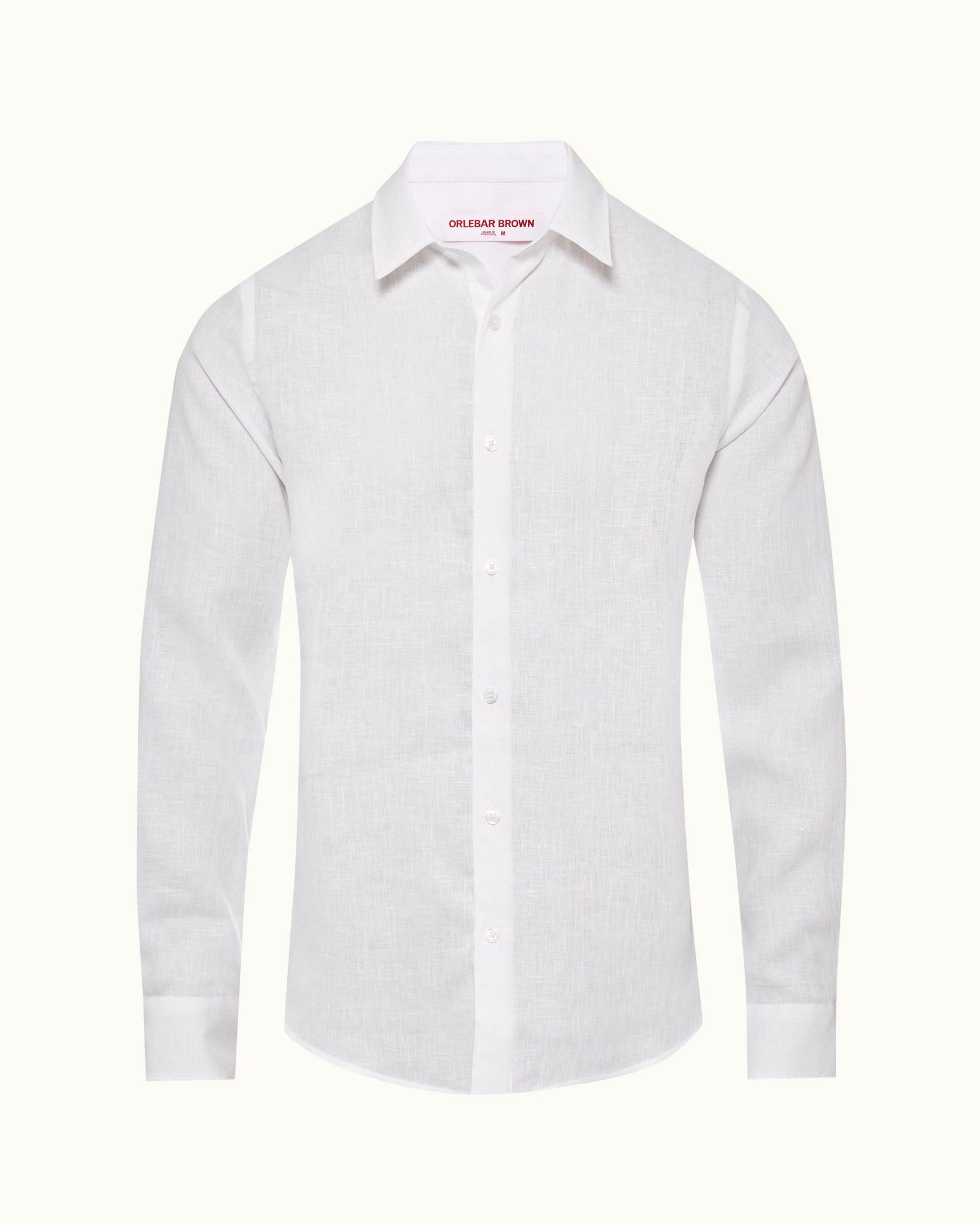 Giles Linen Matchstick/White Tailored Fit Classic Collar Linen Shirt | Matchstick/White