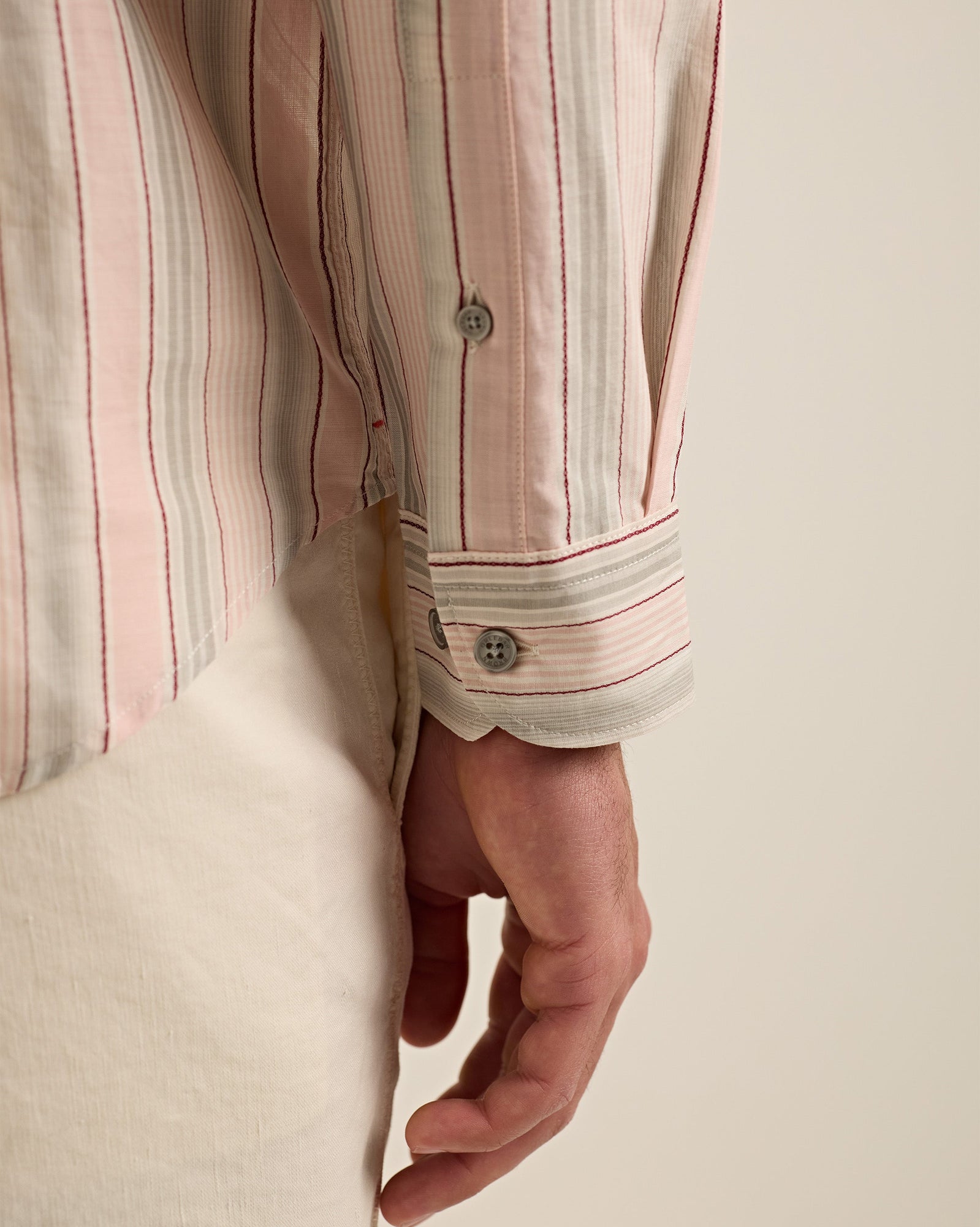 Men | Giles Stripe Shirt | Pink/Grey Stripe
