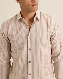 Men | Giles Stripe Shirt | Pink/Grey Stripe