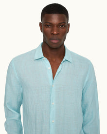 Men | Giles Lino Shirt | Light Sky Pool