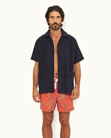 Night Iris Relaxed Fit Lounger Pile Towelling Lounge Shirt | Night Iris