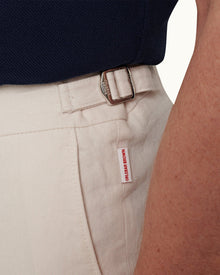 Griffon Linen White Sand Tailored Fit Linen Trousers | White Sand