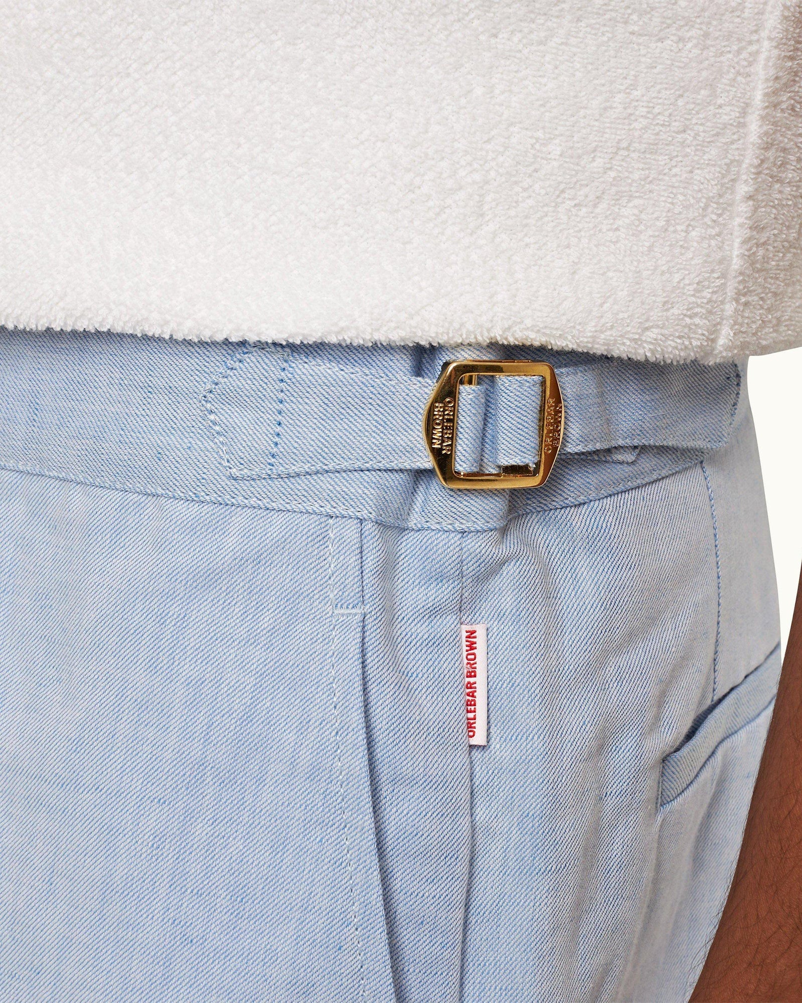 Harrop Light Blue Two-Tone Effect Tailored Fit Cotton-Linen Shorts | Light Blue