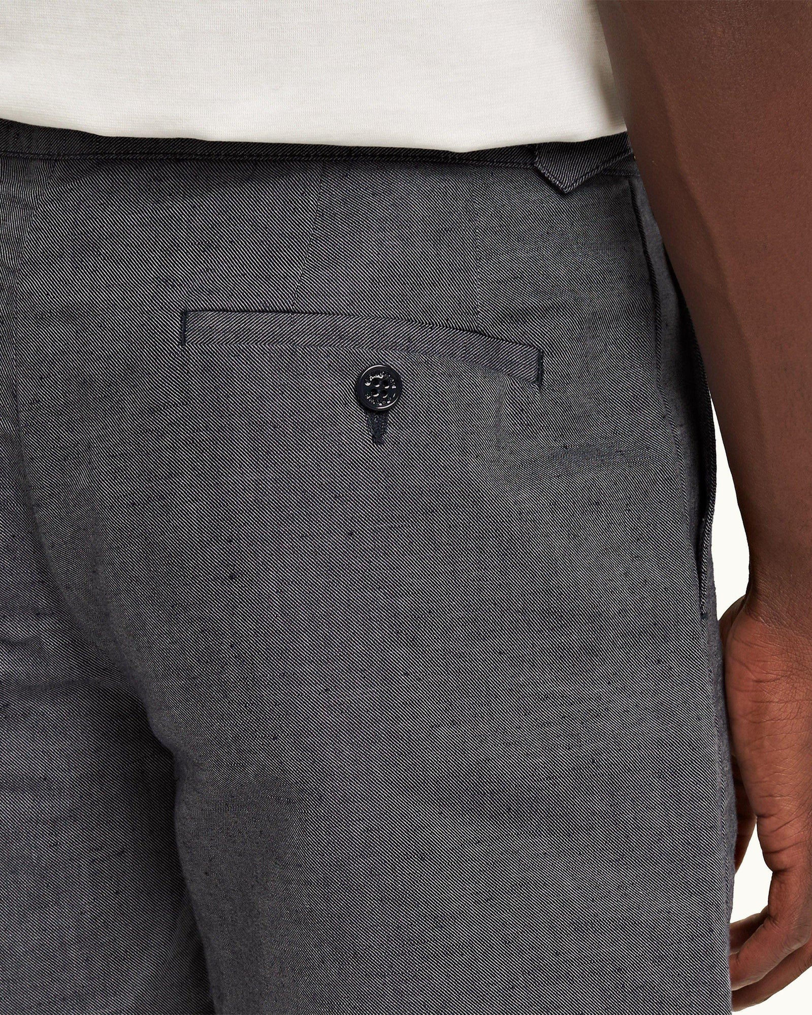 Harrop Linen Navy Two-Tone Effect Tailored Fit Cotton-Linen Shorts | Navy