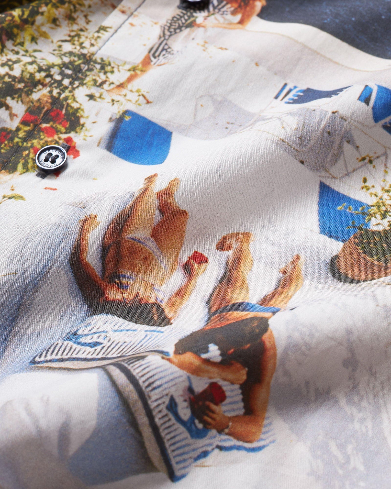 Hibbert Terrace Photographic Print Classic Fit Capri Collar Cotton Shirt | Terrace