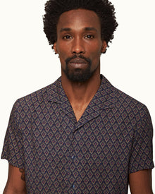 Hibbert Midnight Navy Sunny Deco Capri Collar Short-Sleeve Shirt | Midnight Navy