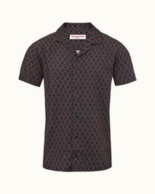 Hibbert Midnight Navy Sunny Deco Capri Collar Short-Sleeve Shirt | Midnight Navy
