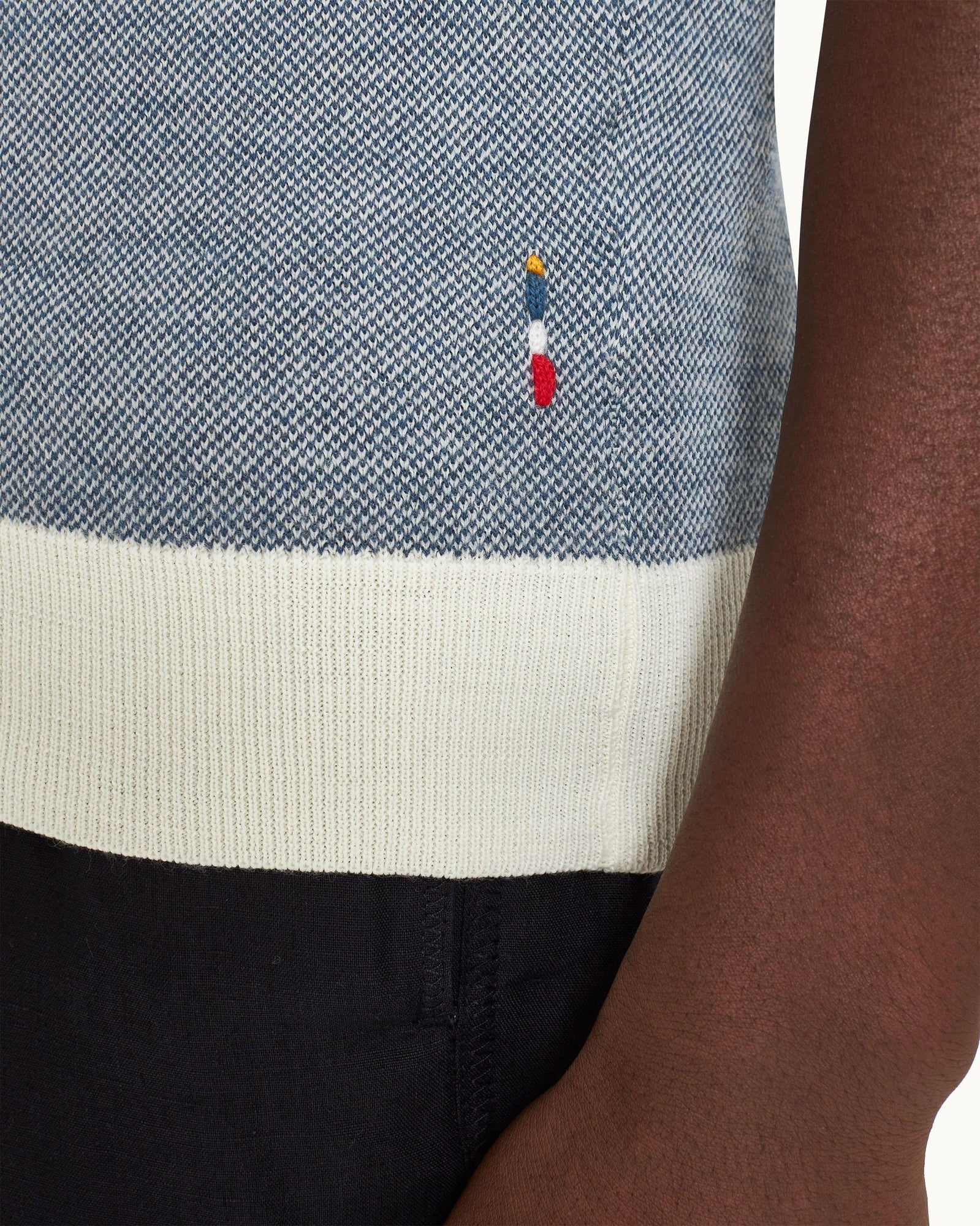 Men | Horton Merino Polo | Dark Aquamarine/White Sand