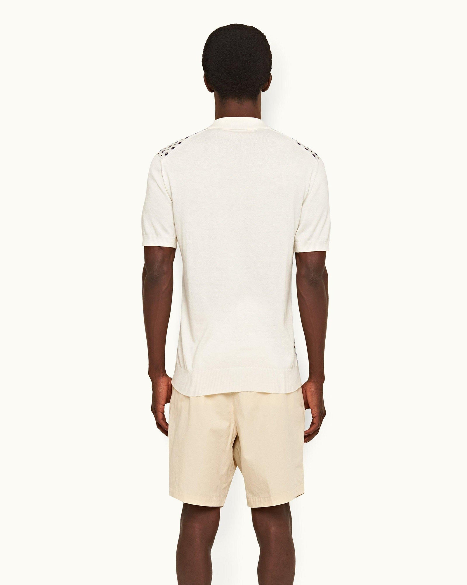 Sea Mist Tailored Fit Cotton-Silk Jacquard Polo Shirt | Sea Mist