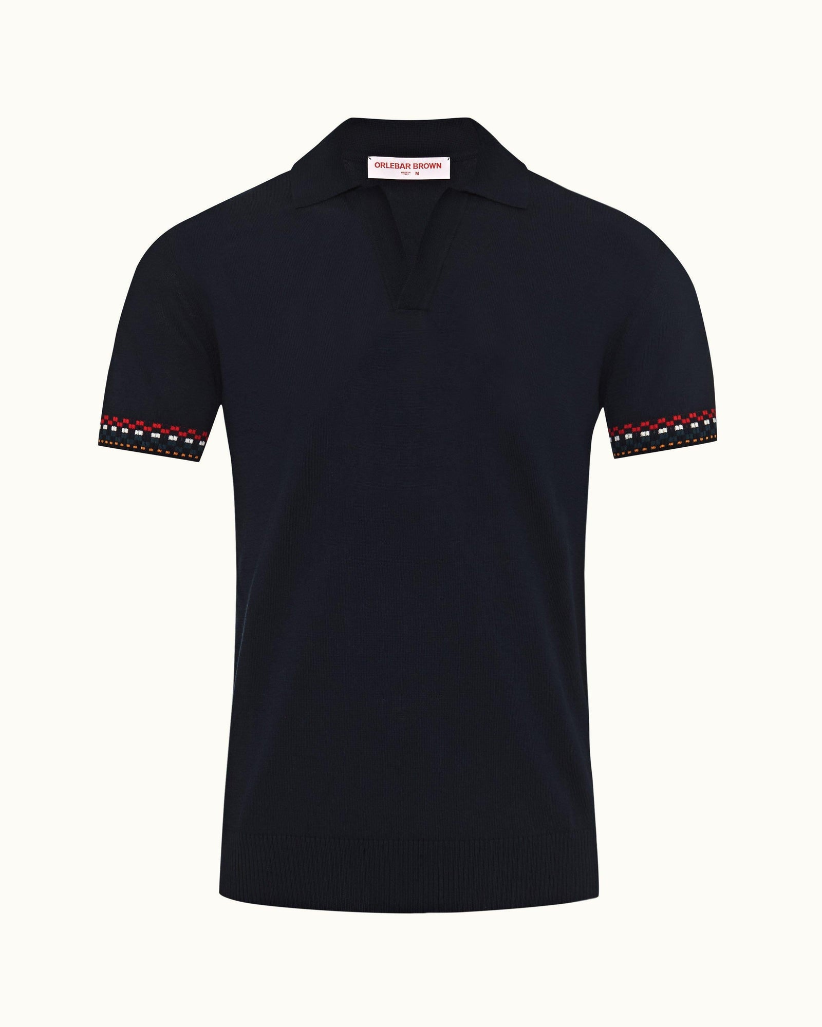 Horton Tipping Night Iris Tailored Fit O.B Checkerboard Tipping Organic Cotton Polo Shirt | Night Iris