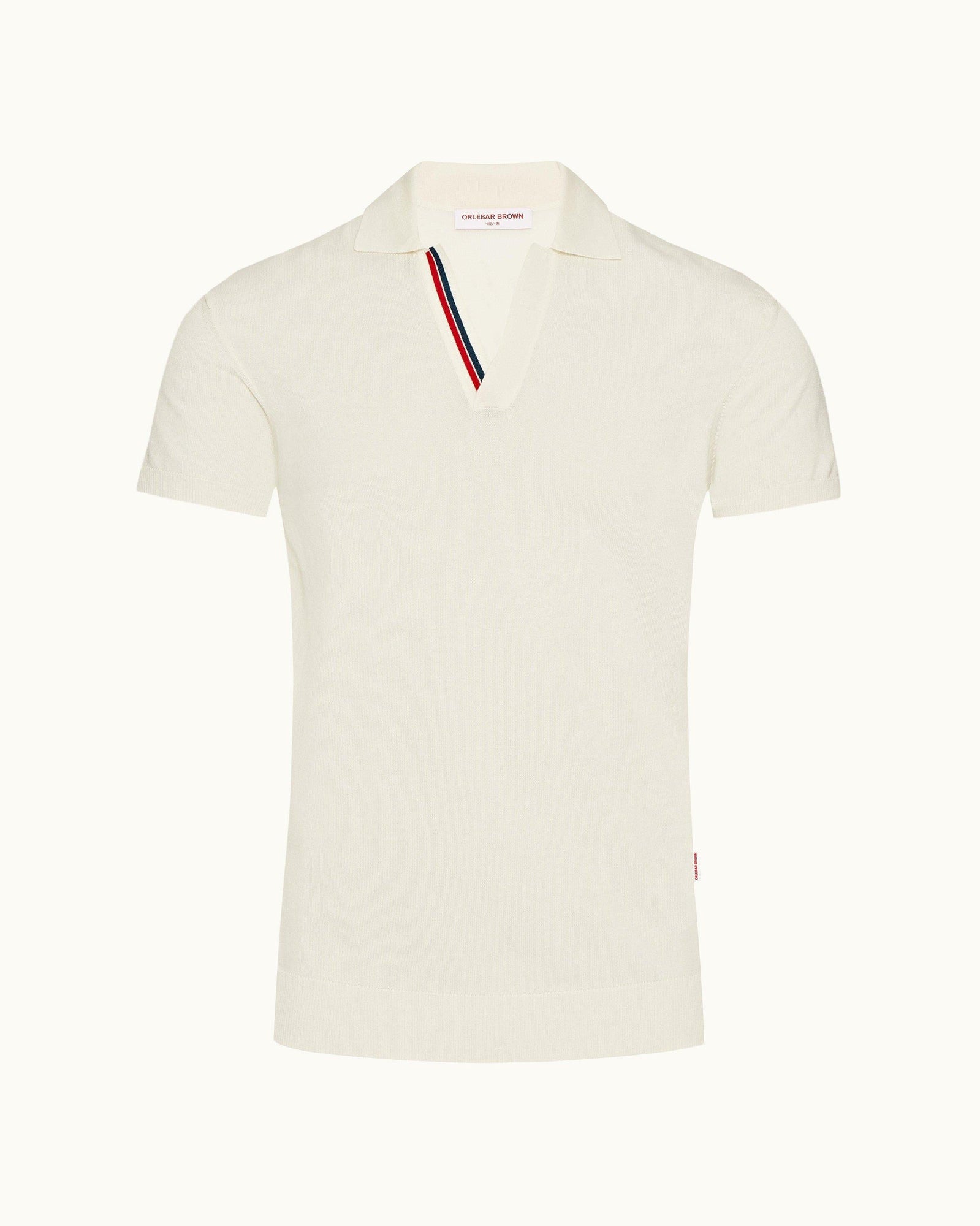 Horton Stripe White Sand Tailored Fit Organic Cotton Polo Shirt | White Sand