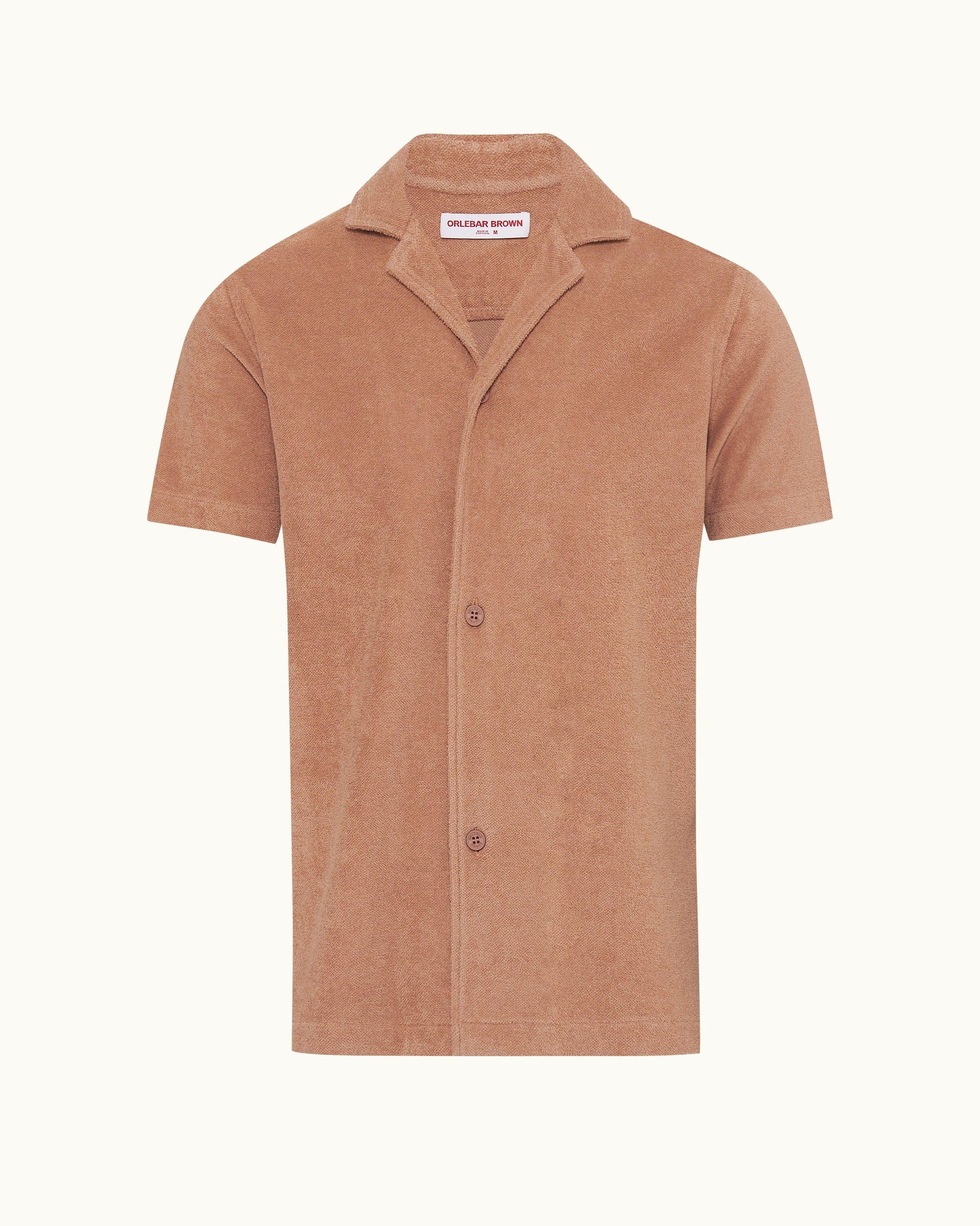 Howell Towelling Caramel Pink Relaxed Fit Capri Collar Towelling Shirt | Caramel Pink