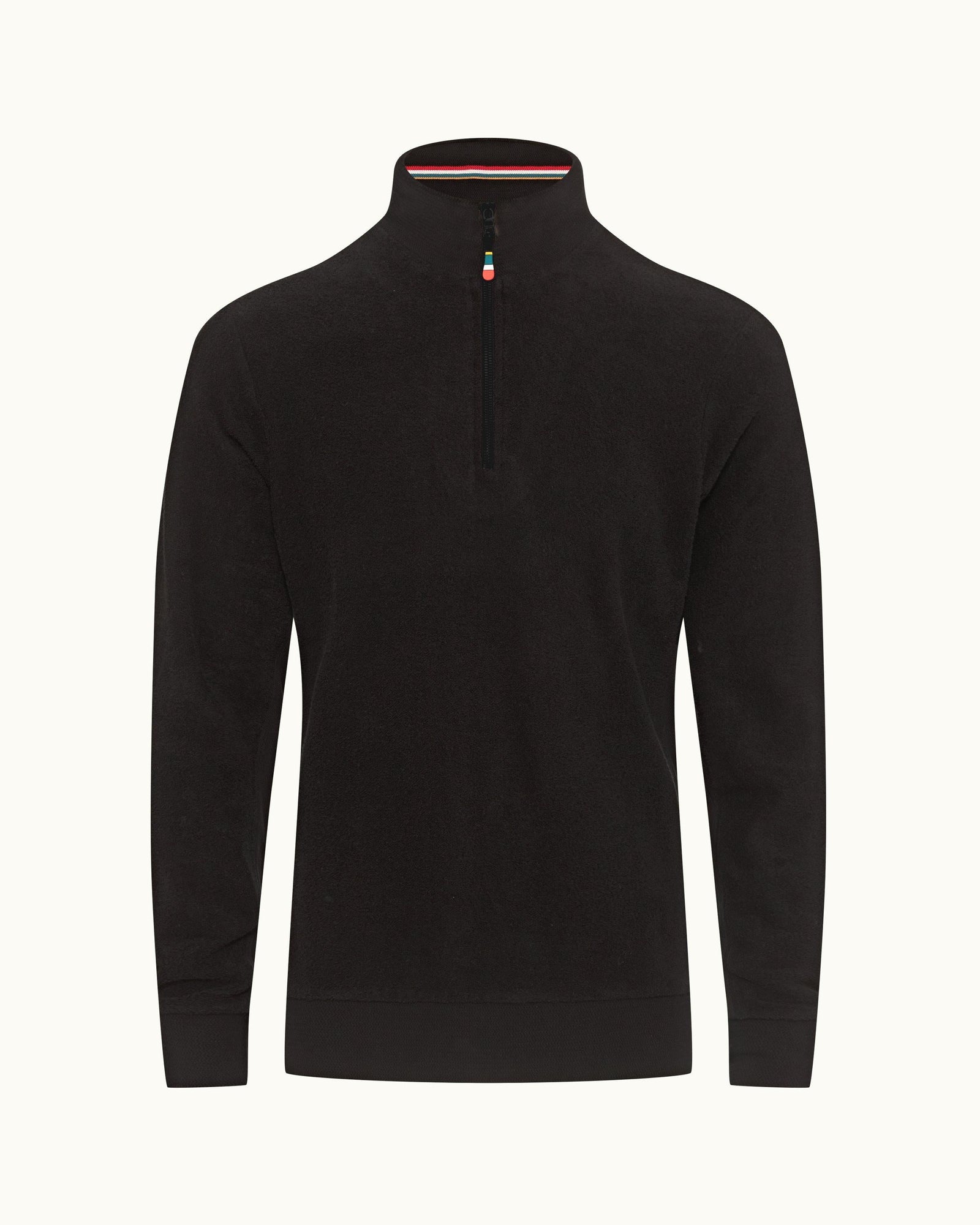 Isar Black Classic Fit Mixed Texture Sweatshirt | Black