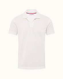White Classic Fit Jacquard Checkerboard Cotton Polo Shirt | White