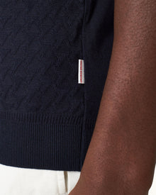 Jarrett Jacquard Classic Fit Jacquard Knitted Rib Cotton-Modal Polo Shirt In Night Iris Blue | Night Iris