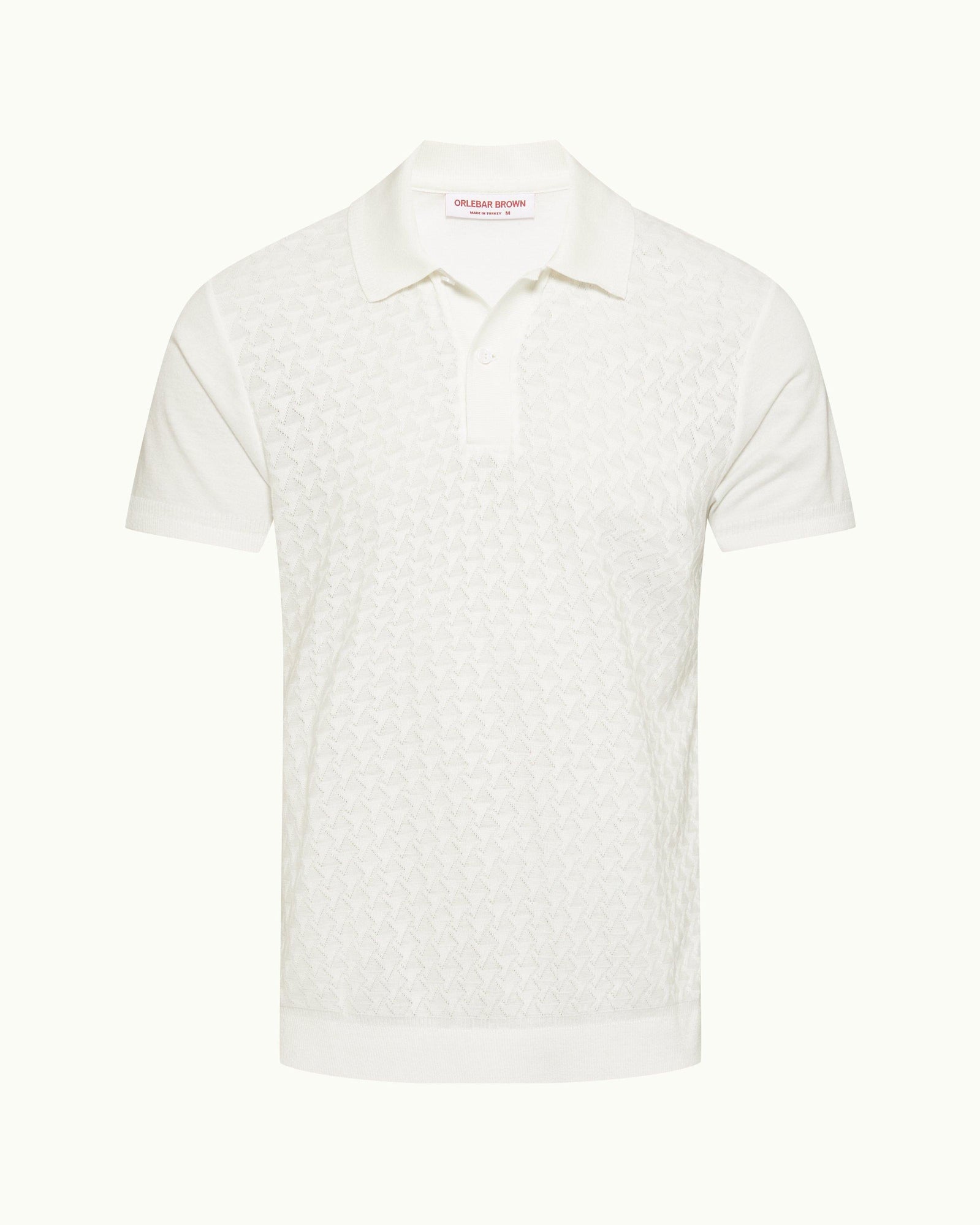 Jarrett Jacquard Classic Fit Jacquard Knitted Rib Cotton-Modal Polo Shirt In White | White