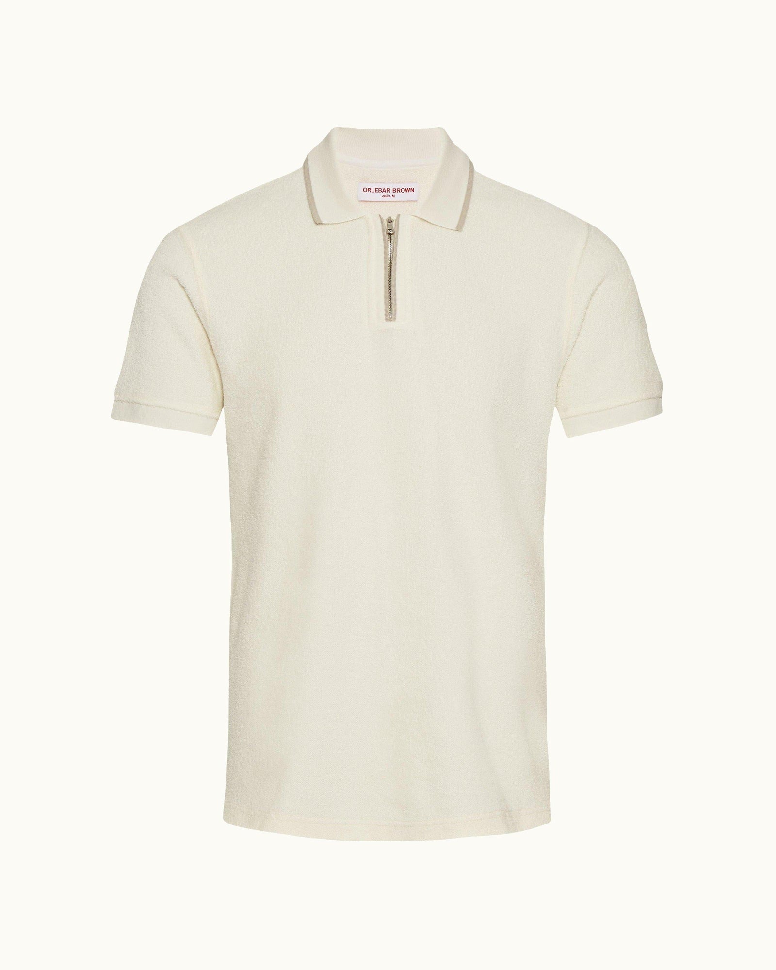 White Sand Classic Fit Half-Zip Towelling Polo Shirt | White Sand